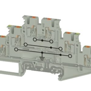 Borne de Paso,  WTPN 2.5 E3L PE, Push-In, 2.5 mm², 20A, 500V, 0.14mm²-2.5mm² (26-12 AWG), pisos 3, Multipiso