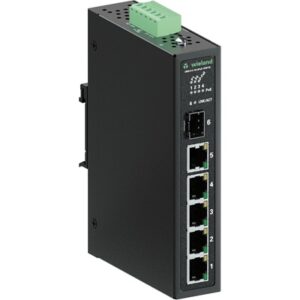 SWITCH INDUSTRIAL, No administrable, 1x RJ45 10/100/1000 Mbit/s, 4x PoE, 1x SFP, IP30, (-40...75°C) | WIENET UMS 6-C-1G-4PoEP-1SFP-W